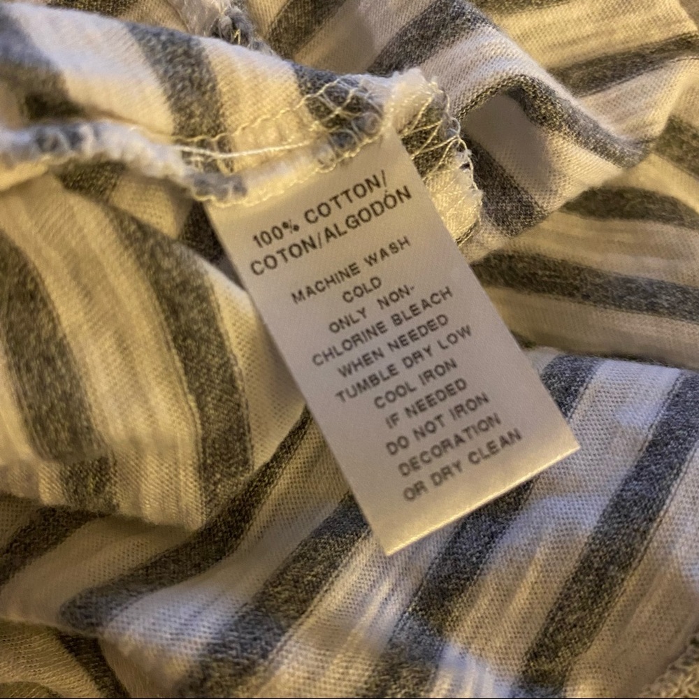 LOFT Striped Split Hem Long Sleeve Tee Gray White - Picture 7 of 8